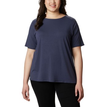 Columbia T-Shirt Dames, Essential Elements Short Sleeve Plus Size Donkerblauw, 36ODGIRZW